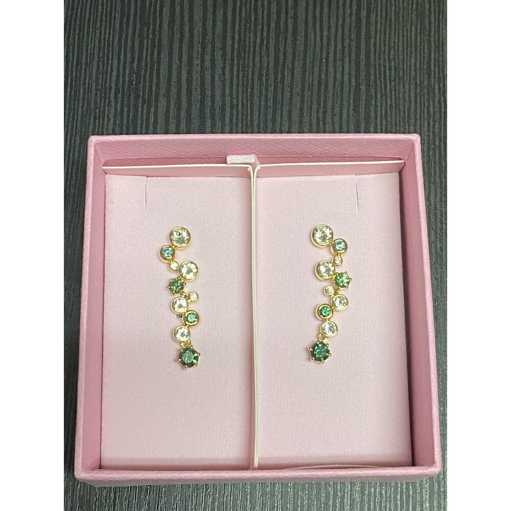 Swarovski Constella Drop Earrings Mixed Cuts, Green, Gold-Tone Plated (5732248)